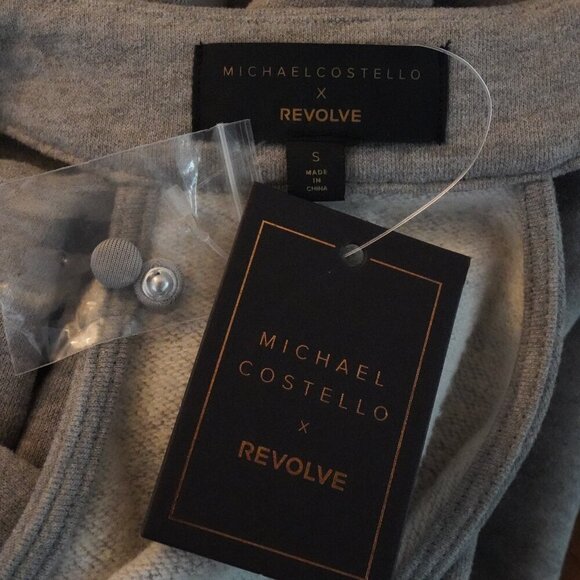 NWT, Michael Costello x Revolve, Halter Cold Shoulder Sweatshirt Dress, Gray - Picture 7 of 8